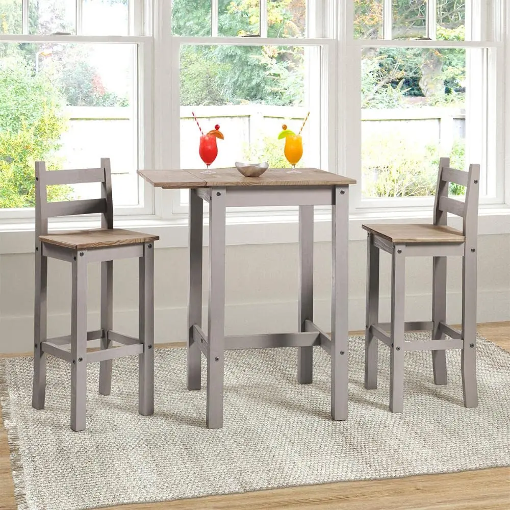 

Dining Set Table, Dining Set of Drop Leaf, Kitchen Table and Two Chairs, Bar Height Folding Table