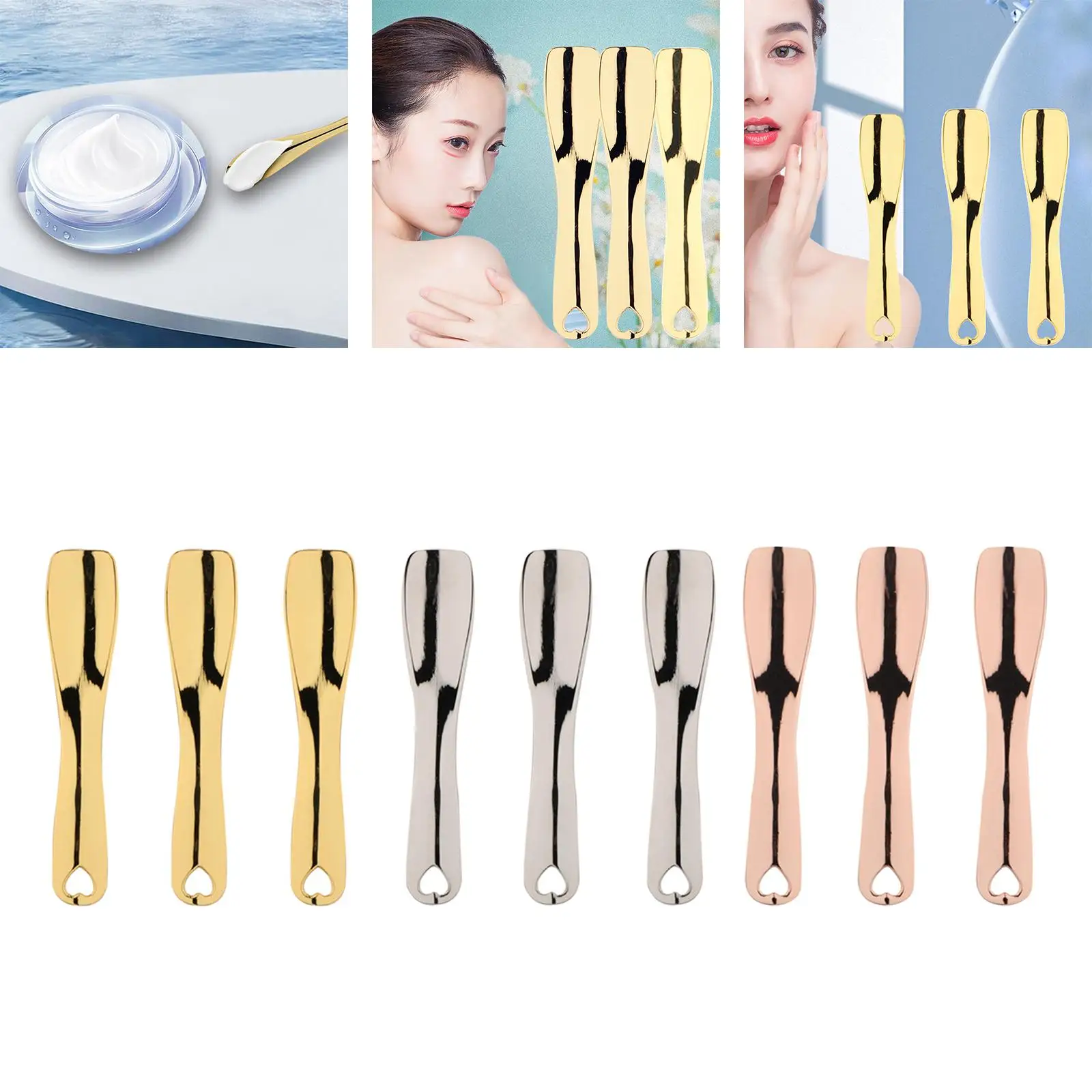 Mini Metal Spatula for Cosmetics Travel Size Spoon Set for Cream Mask Lotion Skincare Mixing Tools Women Men