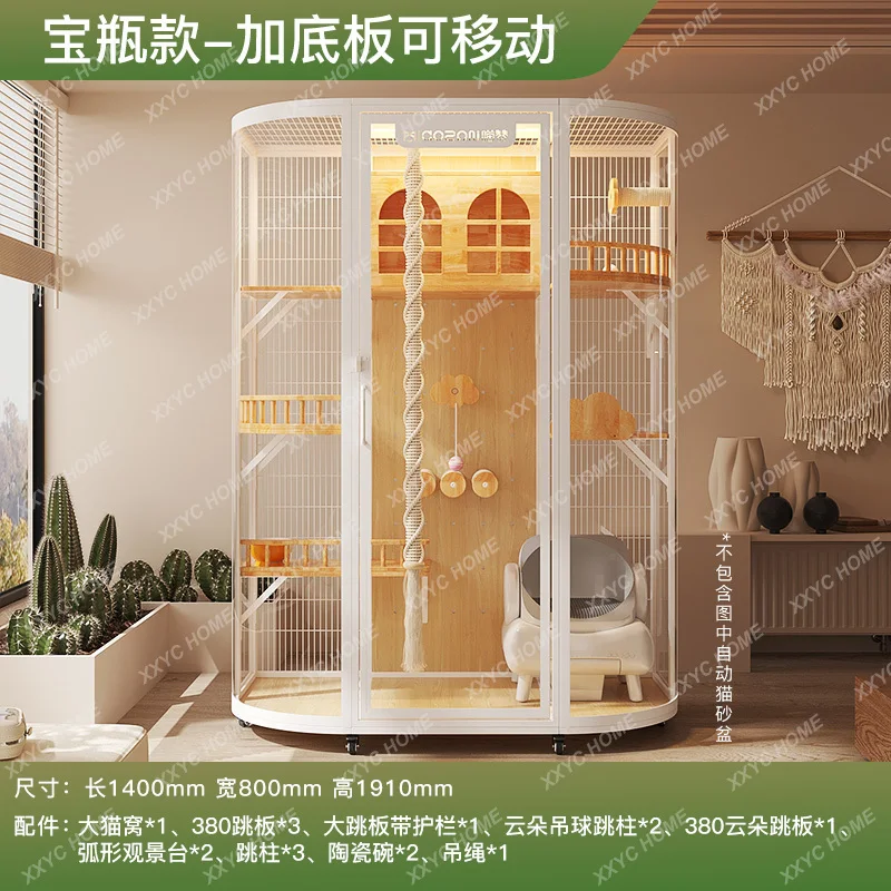 

Cat Villa Solid Wood Luxury High-End Panoramic Extra Large Space House Cat Cage Glass Cabinet