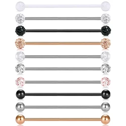 10Pcs/1Pcs 14G Stainless Steel Industrial Barbell Earring Cartilage Body Piercing Jewelry 32mm 35mm 38mm Earrings Acrylic