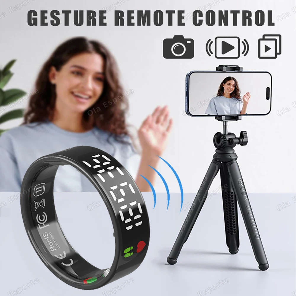 ForXiaomi SR08 Smart Ring LED-scherm Hartslag Bloedzuurstofmonitoring Multisportmodi 5ATM Waterdicht voor heren Dames