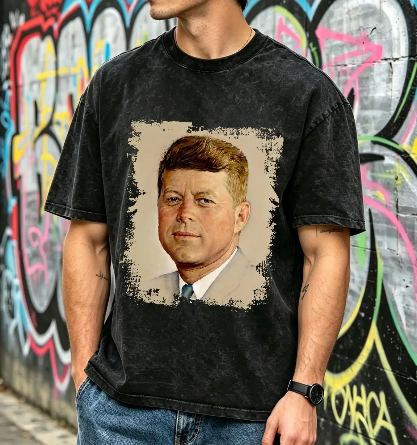 washed T Shirt NEW LIMITED JFK President John F Kennedy Funny Idea Size S 5XL vintage Washed Versatile Unisex Stylish