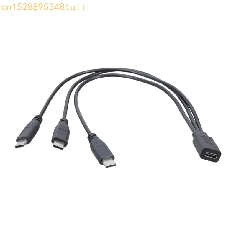 

Y4QF Y Type Adapters Triple Type C Port Simultaneous Charging Cord for Phones
