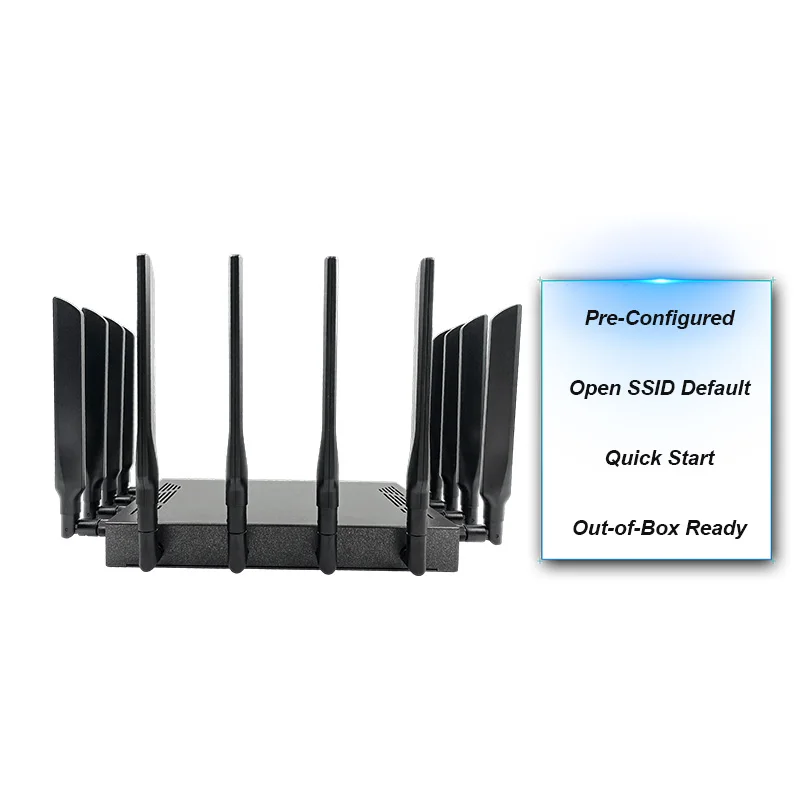 High Power Enterprise 5G WiFi7 Router With 4 External Antennas 19000Mbps Speed 1.8GHz CPU For Eliminating Dead Zones Buildings