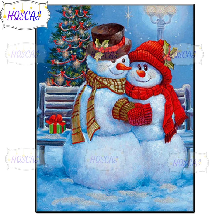 

5D DIY Snow scene, cute snowman Full Round square Drill Rhinestones Diamond Painting Mosaic Kits Art Craft Home Decor Gifts