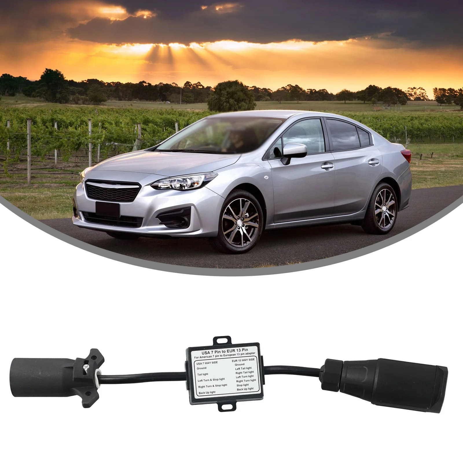 

Car Trailer Lights Converter 13-Pin Round Connector Trailer Lamp Converter US Vehicle 7-Way Plug To European Converters