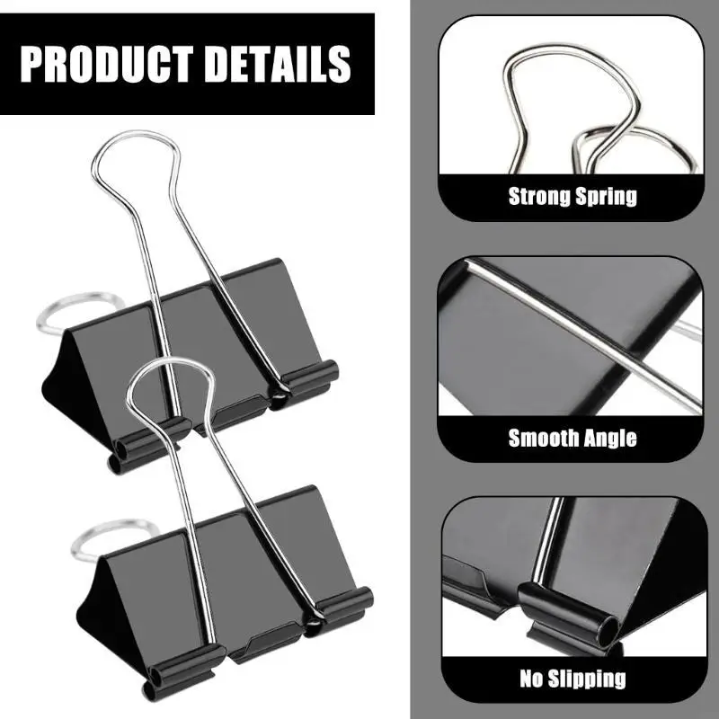 H37B 12 PCS CLIPS CLIPS FOLDBACK FILE FILE MONEY PAPER CLAMPS 25 มม./32 มม./41 มม./51 มม.