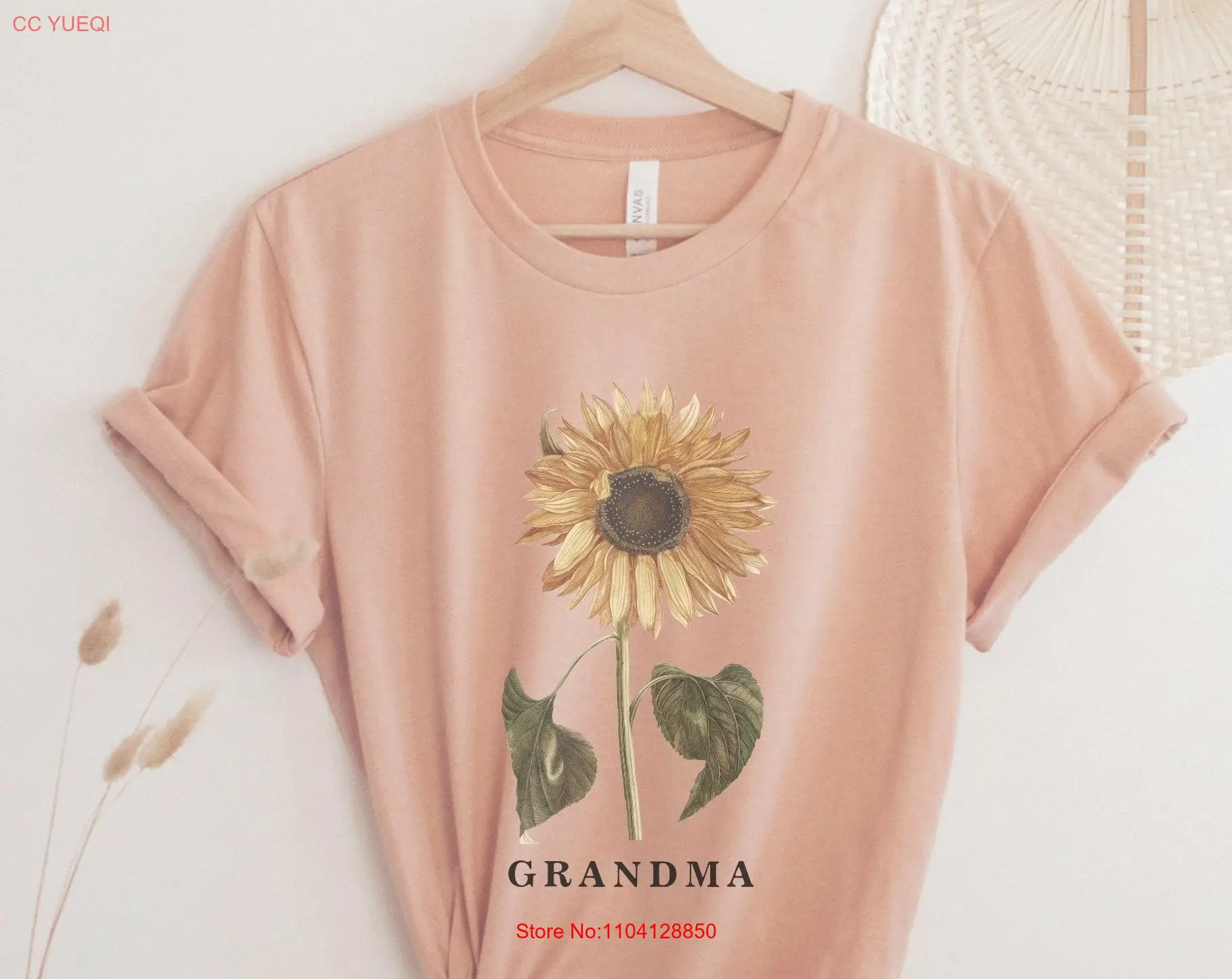 Grandma T Shirt Nana Cute Vintage Sunflower New Mother's Day for long or short sleeves