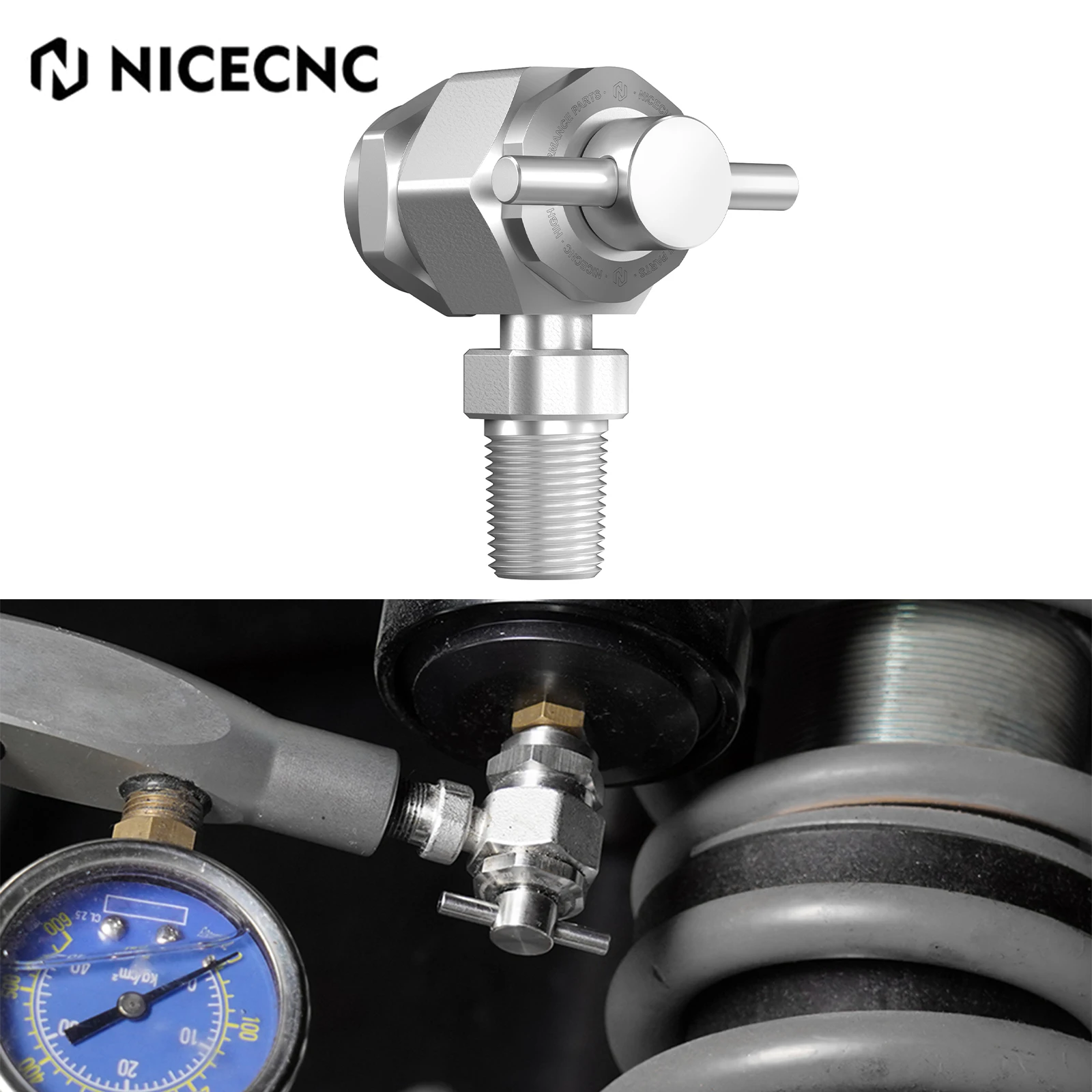 

1/8" NPT Male Nitrogen Filling Tool Valve ATV UTV For Yamaha Polaris RZR CanAm Maverick X3 Arctic Cat Snowmobile No Loss Chuck