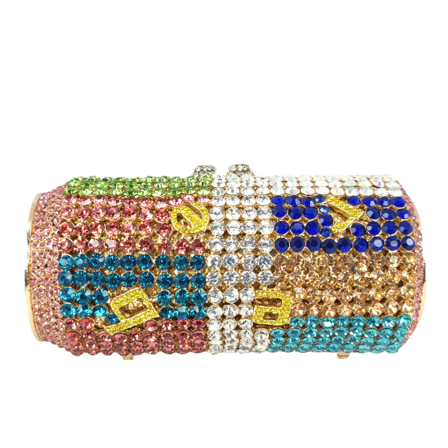 Boutique De FGG Fashion Stylish Beer Can Shape Crystal Clutch Evening Bags Women Formal Party Cocktail Purses and Handbags