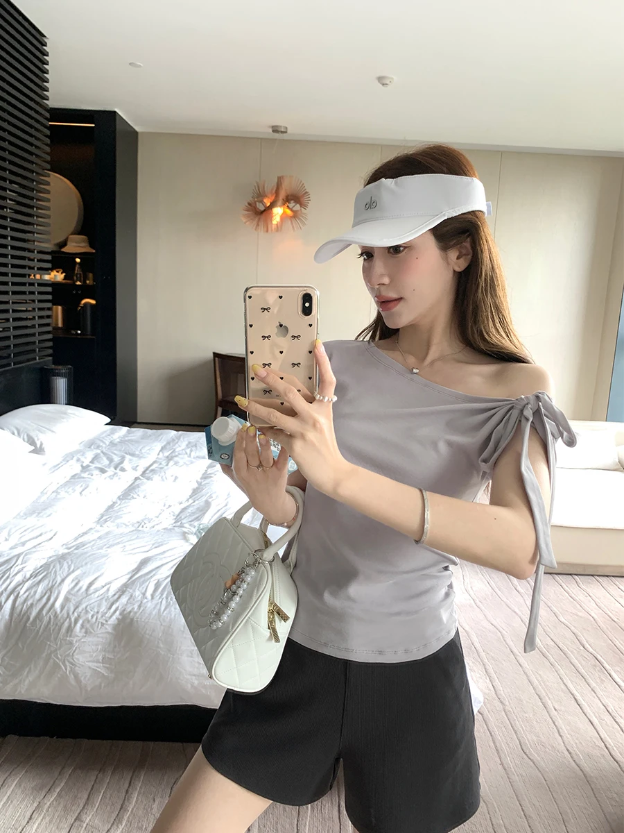 

YANUOYU Lulu Вязаные брюки-шорты женские, А-силуэт, мягкие, дышащие, комфортные, с высокой талией, прямые, летние, повседневные