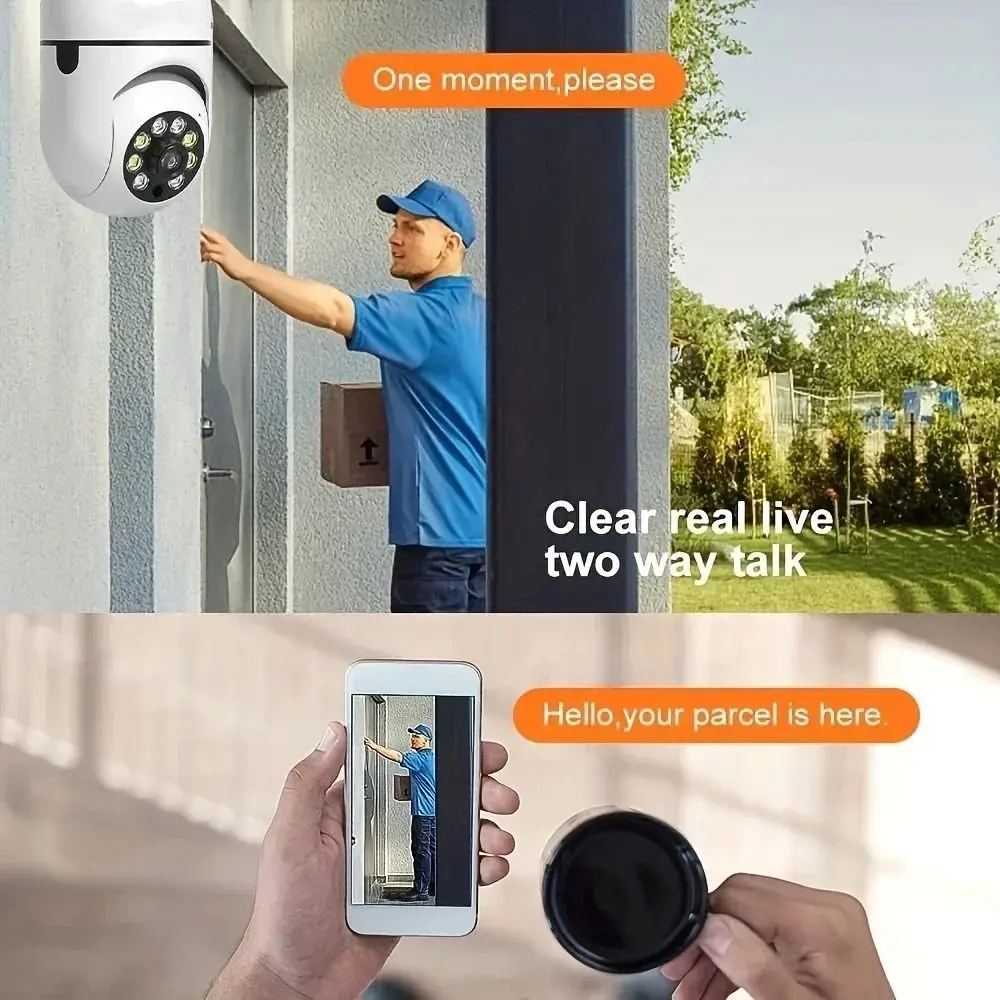 360 Degree Light Bulb Security Camera 5GHz WiFi Automatic Human Tracking Surveillance Camera Full Color Night Vision