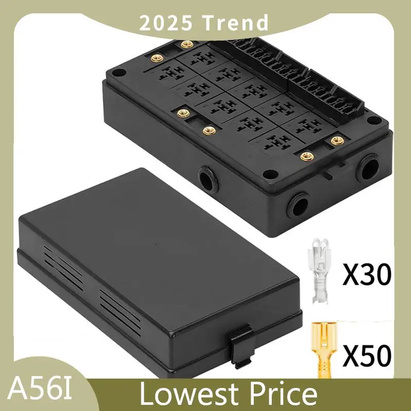ABDD Fuse And Relay Box Block Truck 12V Fuse Relay Box Pre-Wires 5Pin 40A ATC/ATO 15 Fuses
