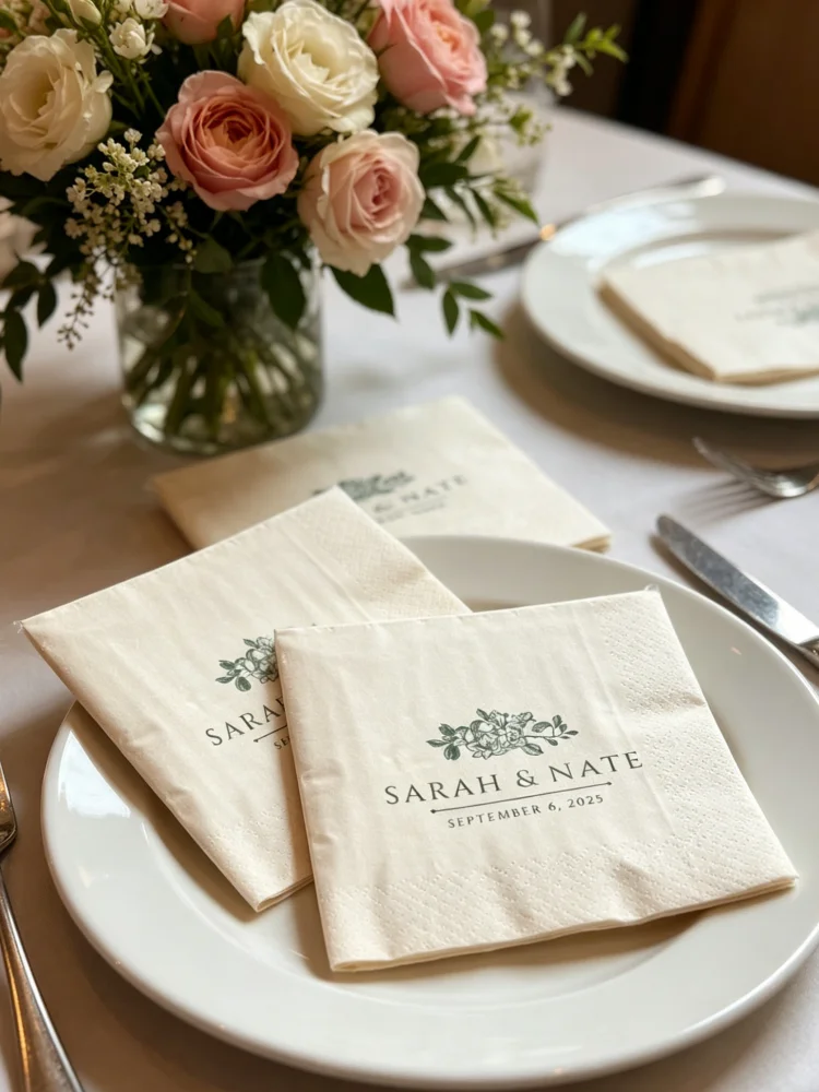 

Custom Initial Printed Cocktail Napkins Disposable Paper Beverage Dinner Napkins Wedding Anniversary Baby Shower Bridal Shower