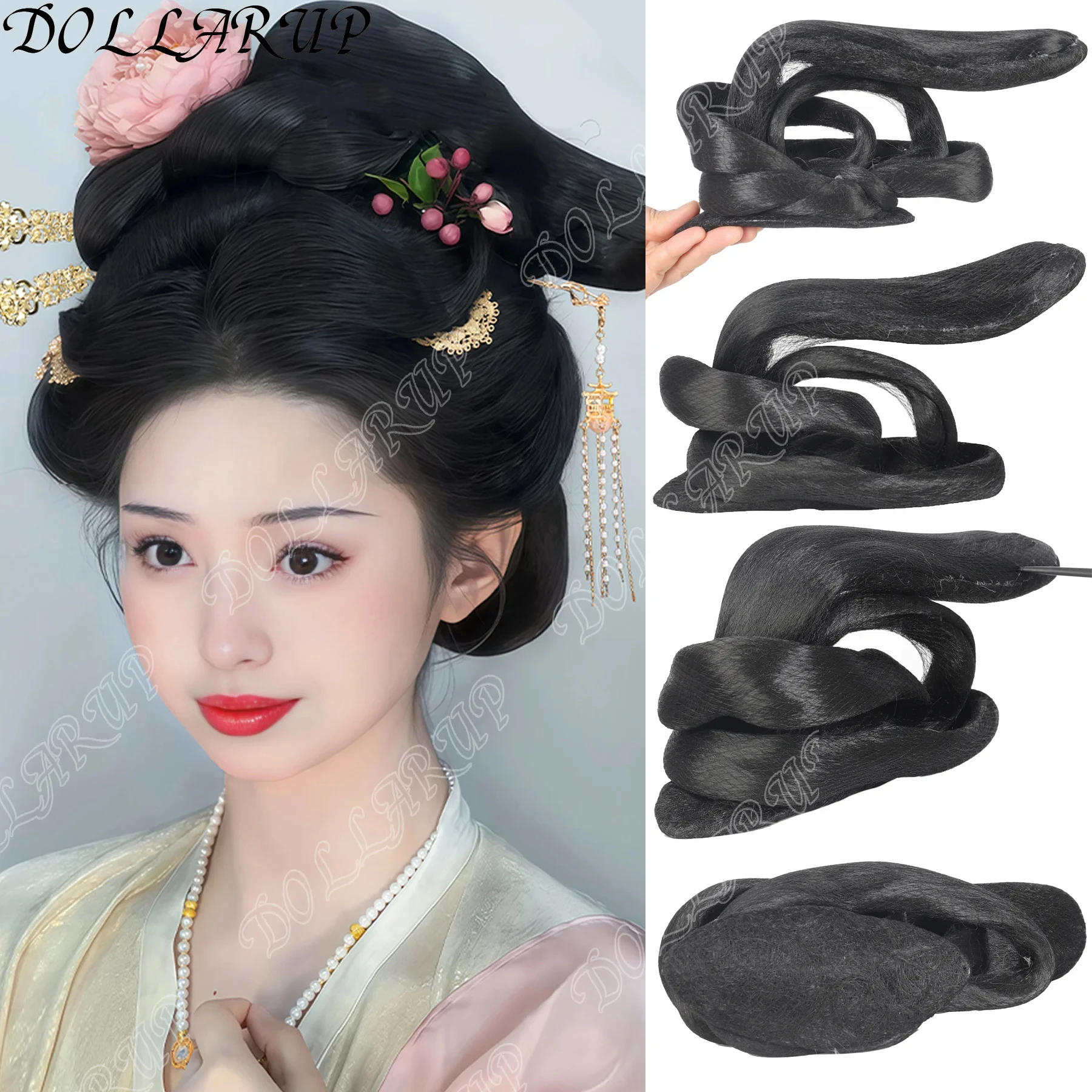 

JKL Synthetic Hanfu wig headwear female one-piece small Taiping bun Tang style ancient costume daily performance styling hair cu
