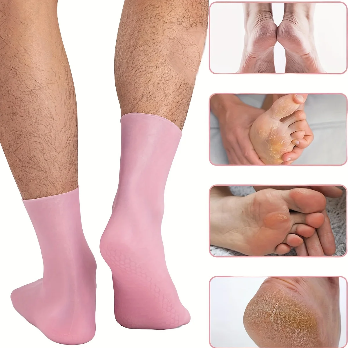 

Увлажняющие силиконовые носки, многоразовые мужские и женские носки для педикюра для сухой, потрескавшейся и грубой кожи ног, очень эластичные, не