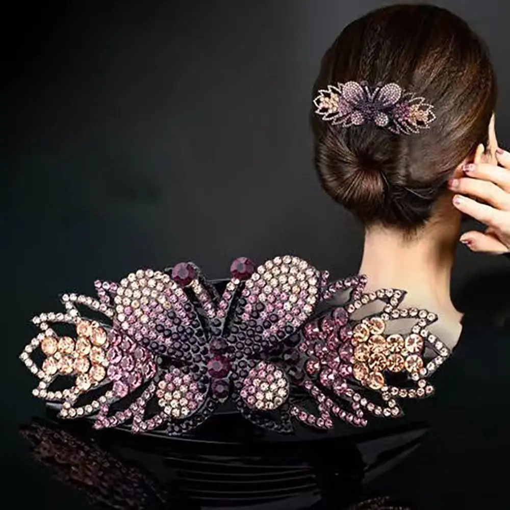 

Fashion Elegant Diamond Girls Hairpin Headdress Duckbill Clip Hair Accessories Ponytail Holder Butterfly Hair Clip