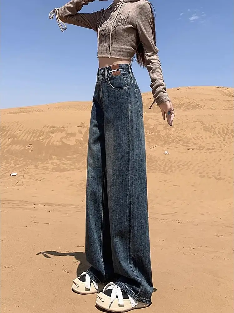 

Женские джинсы с высокой талией, широкими штанинами, на флисовой подкладке, свободного прямого кроя, из премиального денима, длиной в пол, с эффектом похудения