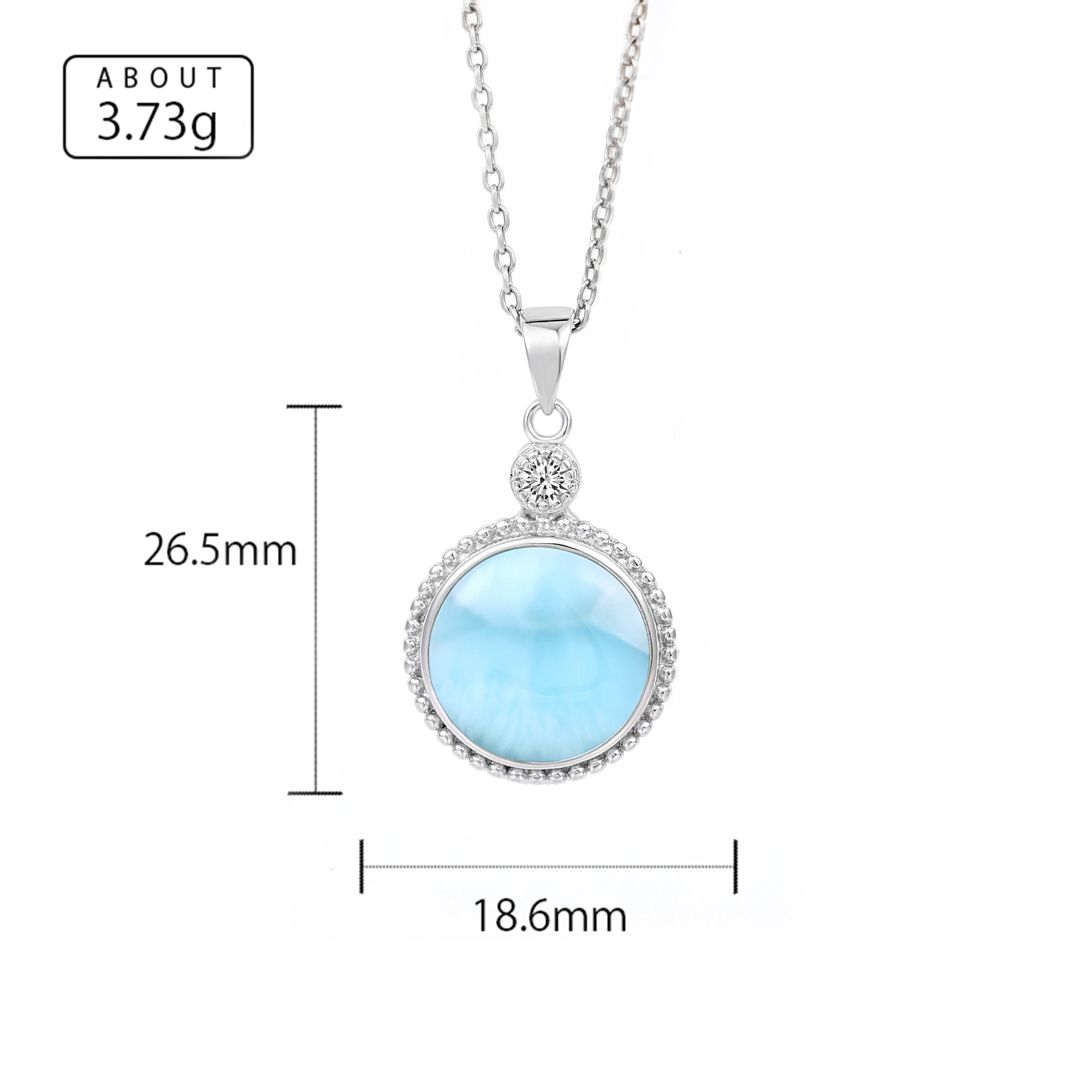 Retro Plated Gold 925 Sterling Silver Topaz Pendant Necklace Natural Precious Round Dominica Larimar Jewelry Gifts for Woman