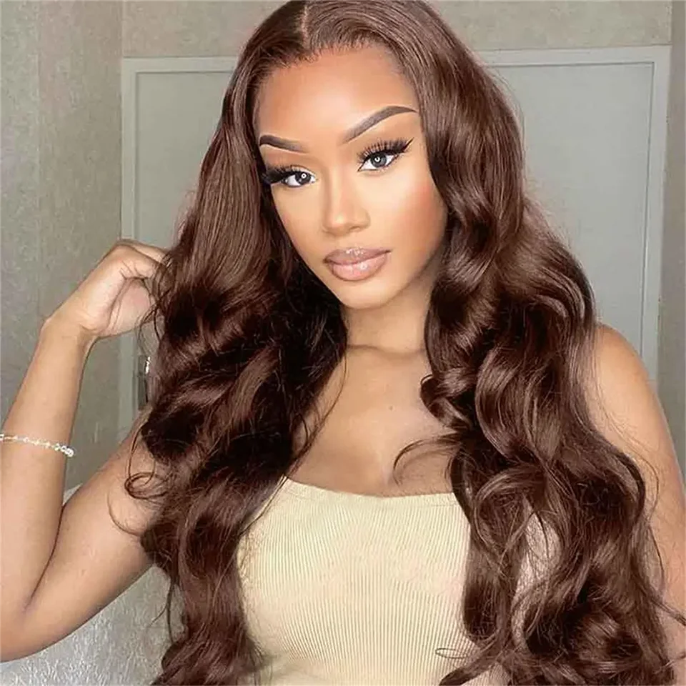 

Body Wave Chocolate Brown 13X5 Lace Front Human Hair Wigs For Women Transparent HD Lace Frontal Wig Colored Human Hair Wig