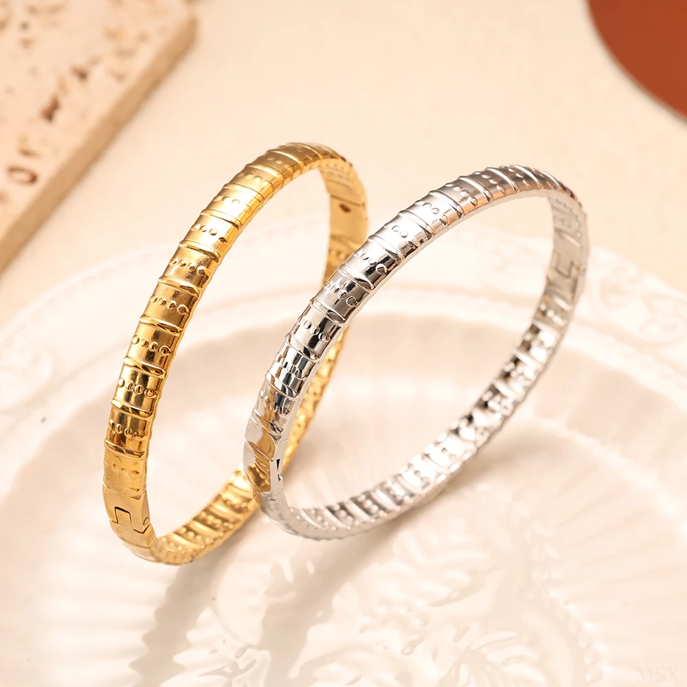 Minimalist French Style Stainless Steel Bracelet for Women Water-Resistant Colorfast Holiday Jewelry Gift