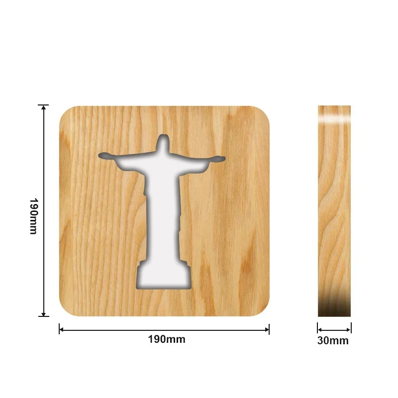 1Pc 3D Holy Statues Glow Wood Jesus Cross Christian Gift for Church Souvenirs Religious Catholicism Orthodox