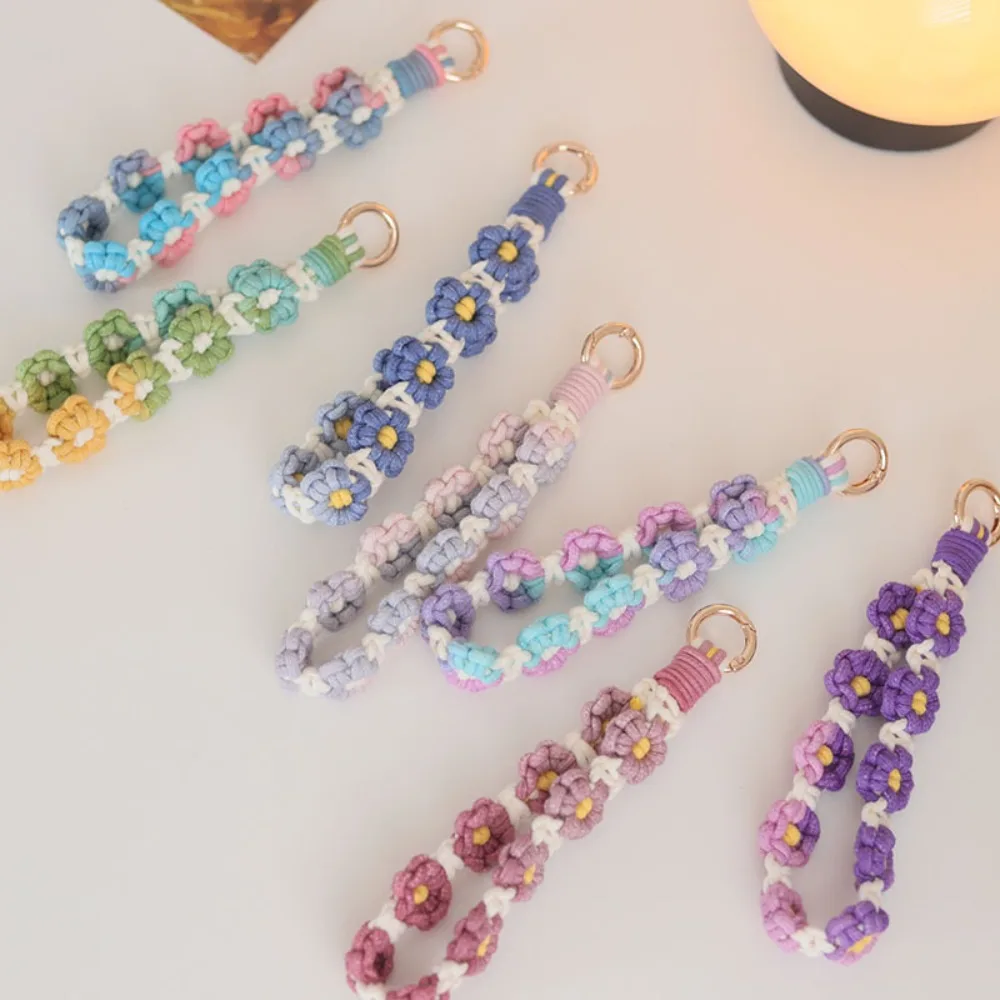 

Ремешок для мобильного телефона, градиентный цвет, чехол для телефона в стиле бохо, веревочный брелок, аксессуары для рукоделия «сделай сам», брелок с цветком ромашки, кулон