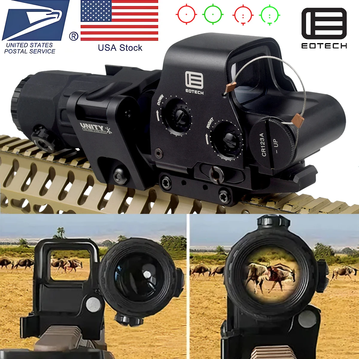 

US Warehouse EOTECH 551 552 553 558 Holographic Tactical Red Green Dot Collimator Hunting Reflex Optics Night Vison Scope