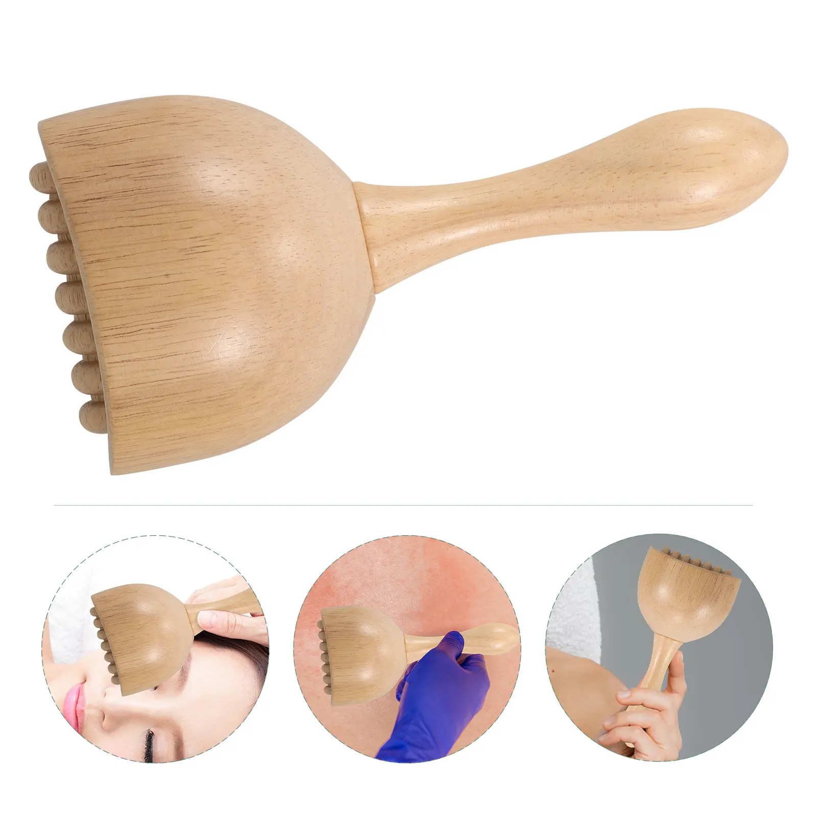 

Wooden Swedish Massage Cup with Roller Handheld Therapy Massager Natural Wood Tool for Lymphatic Drainage Muscle Relaxation