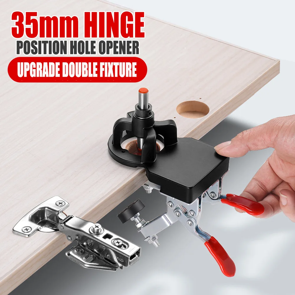 

35mm Concealed Hinge Jig Hinge Boring Jig Hinge Hole Puncher Locator Drilling Guide Hinge Hole Drilling Jig Wood Puncher