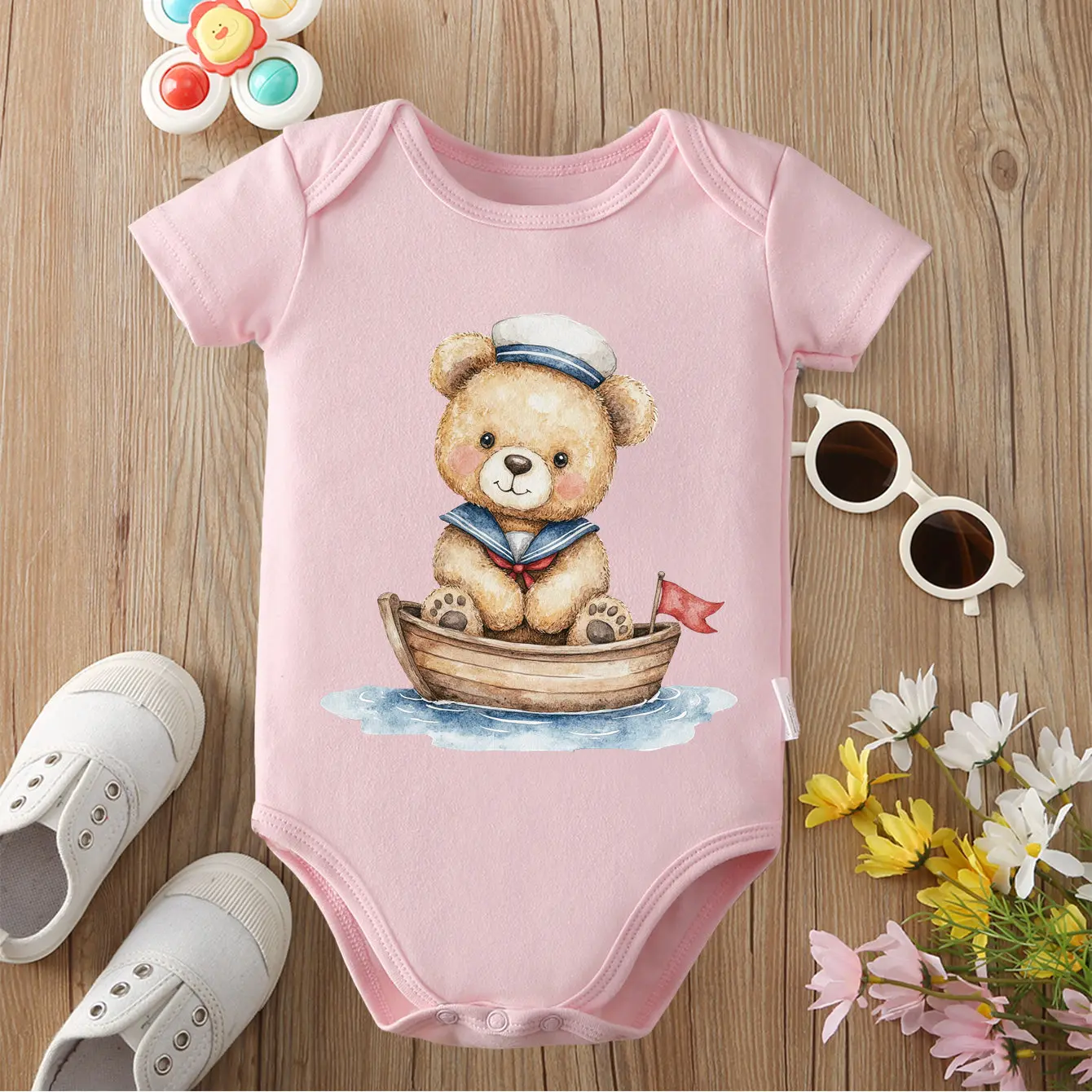 

Ткани из чистого хлопка, как лодка, удобный комбинезон с изысканным принтом для ребенка, комбинезон для новорожденных от 0 до 12 месяцев