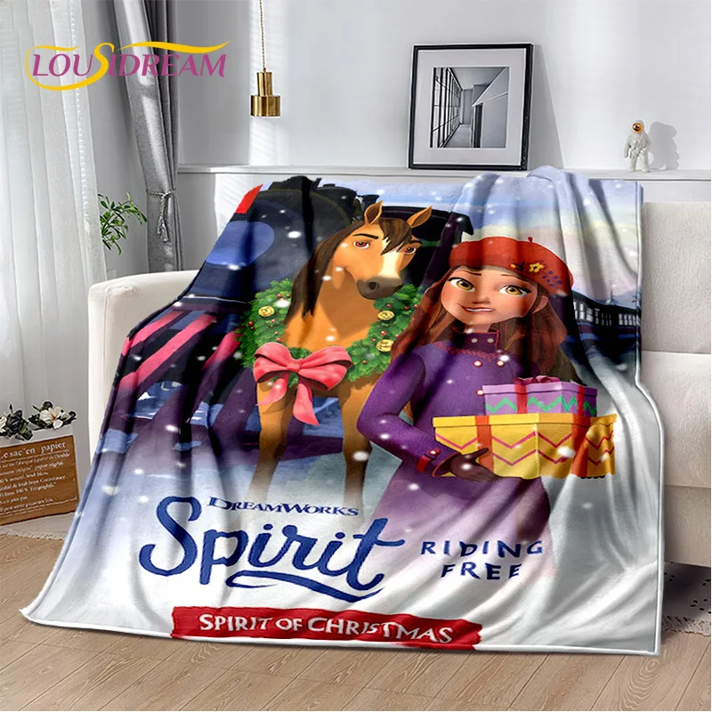 Spirit Riding Free Horses Cartoon SRF Morbida coperta di peluche, Coperta di flanella Coperta per soggiorno Camera da letto Copridivano Bambino