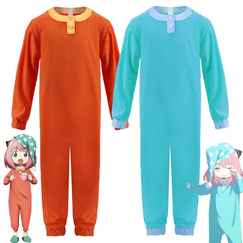 Adult Kids Pajamas Anime SPY×FAMILY Anya Forger Cosplay Costume Children Jumpsuit Piece Pajamas Cute Hat Home Clothes