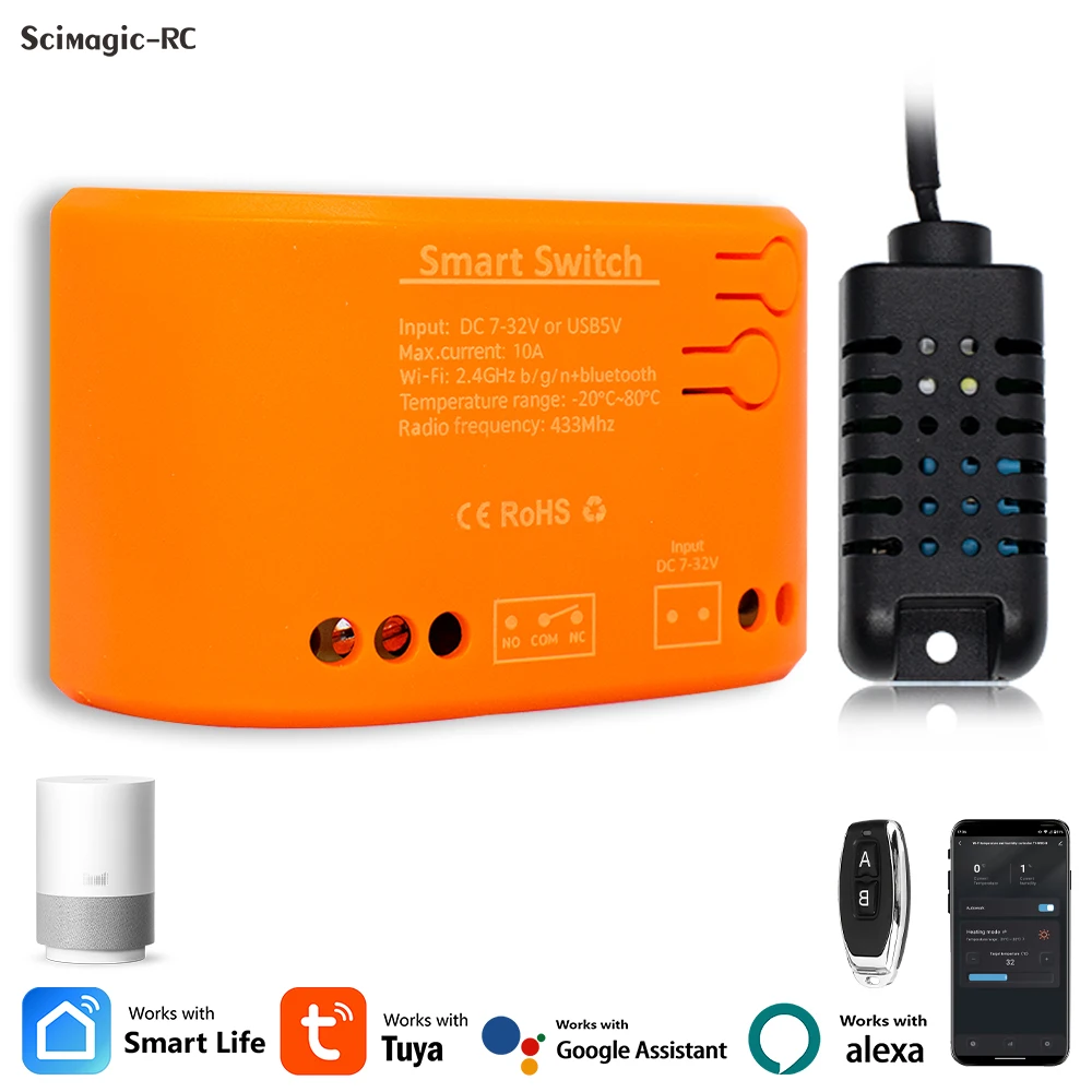 

Tuya WiFi Smart Temperature humidity Sensor Monitor Switch 7-32V 85-250V Monitoring Thermostat Passive Dry Contact Relay