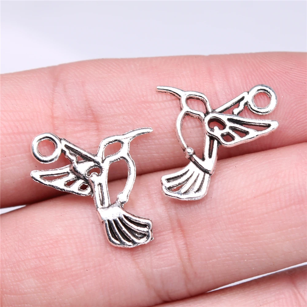 

Wholesale 300pcs/bag 18x18mm Hummingbird Charm For Jewelry Making Antique Silver Color Antique Bronze Color Jewelry Findings