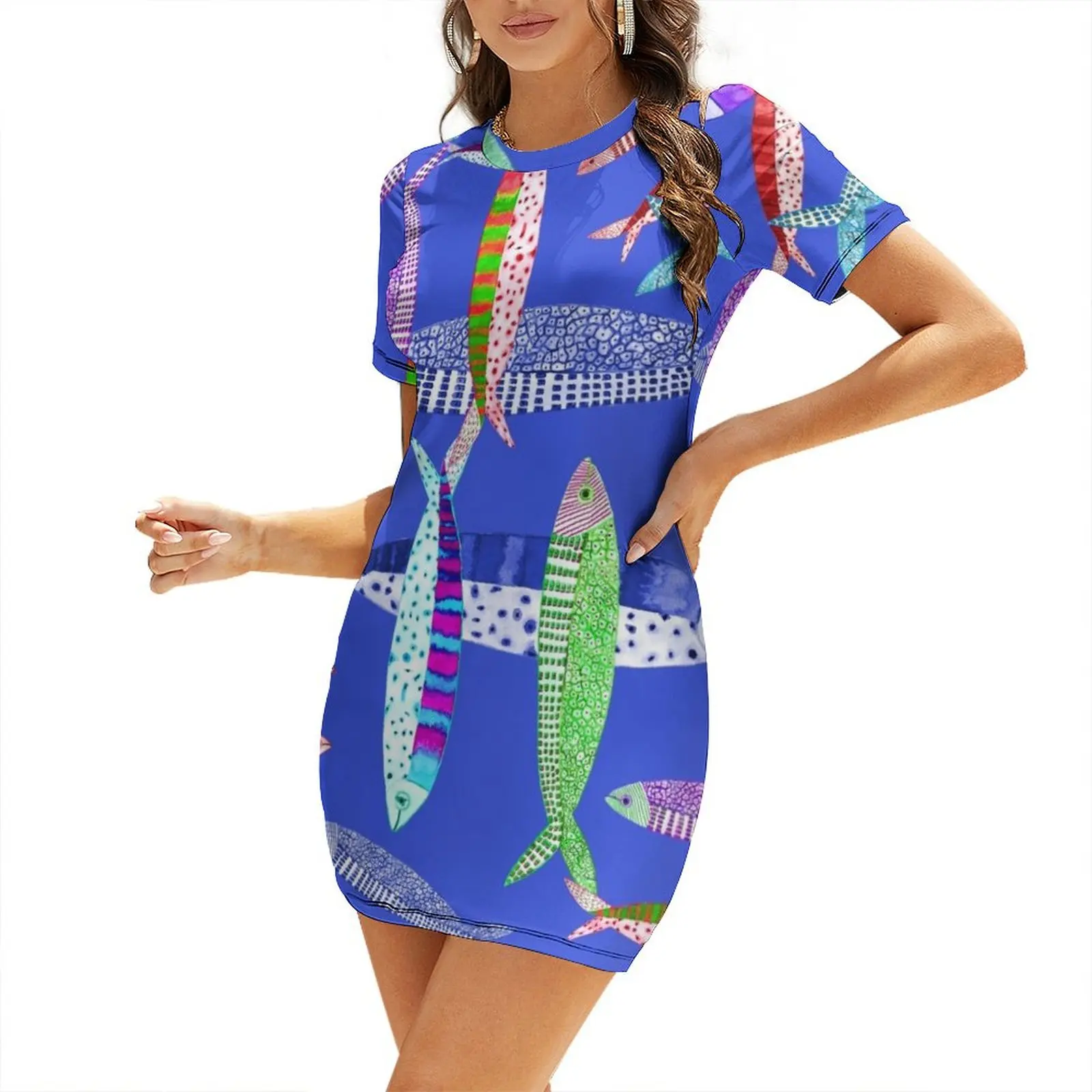 

Blue Sardines Short-Sleeved Dress bandage dress summer dress women 2025 summer women's suit