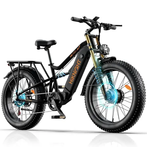 HIKNIGHT H6 PRO Dual motor electric bicycle peak 3000W, thick tire mountain electric bicycle, full suspension