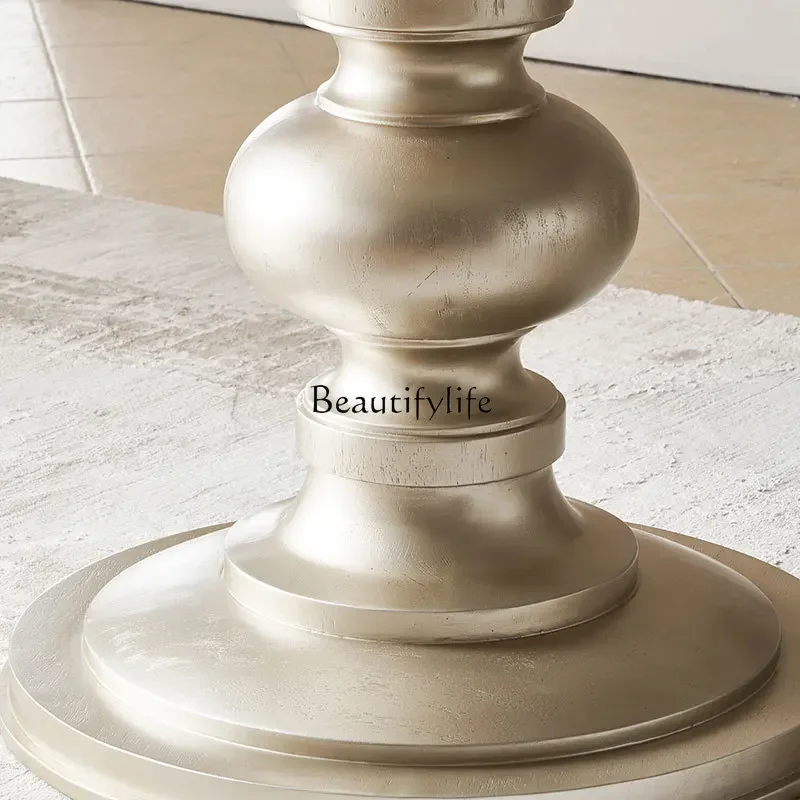 FG44American light luxury solid wood carving flower dining table French neoclassical round dining table