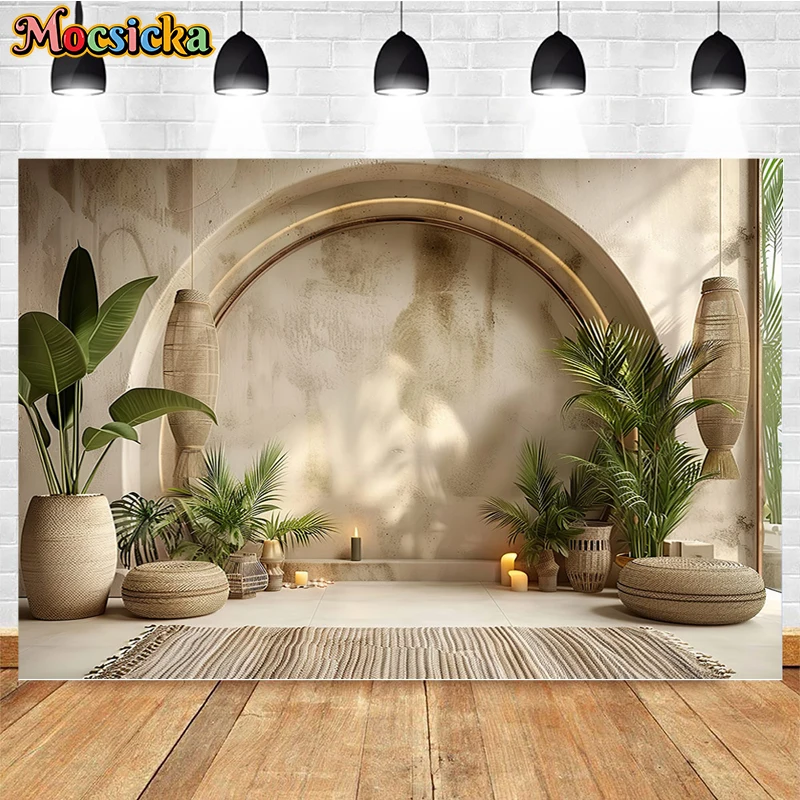 Mocsicka Photography Background Romantic Arch Wall Green Leaf Decor Birthday Wedding Child Adult Portrait Backdrop Photo Studio