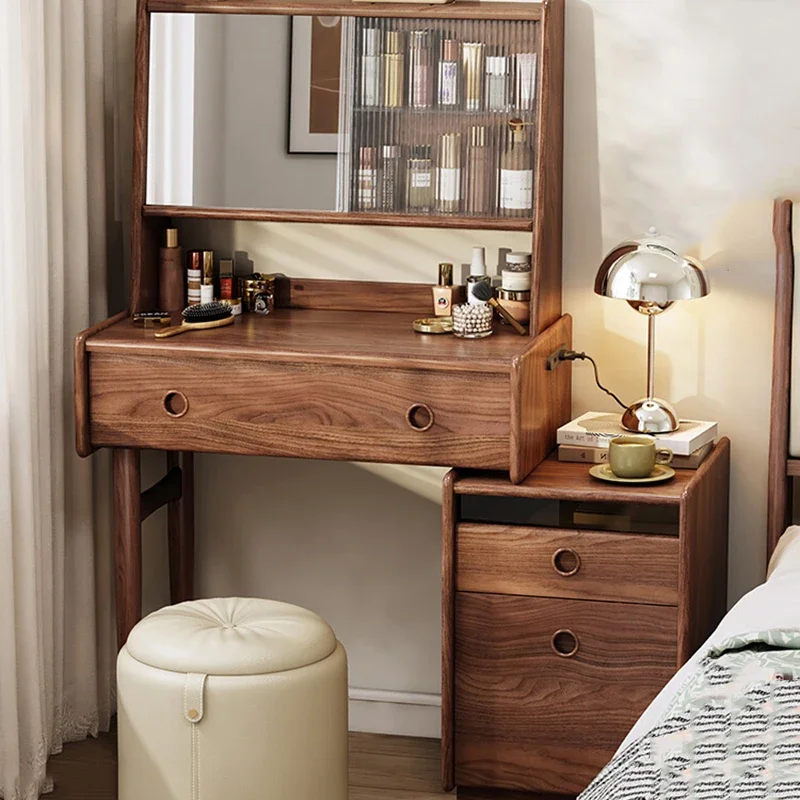 Small Bedroom Vanity Table Makeup Mirror Drawers Women Vintage Tall Dressing Table Modern Wood Penteadeira Chinese Furniture