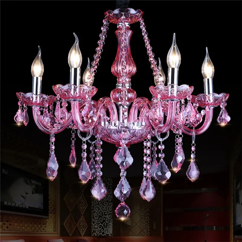 TINNY Rose Red Crystal Pendent Lamp European Luxury Living Room Restaurant Bedroom Villa Clothing Store Beauty Salon Chandelier