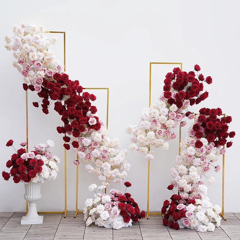 

Artificial Rose Flowers Hanging Floral Arrangement Wedding Decoration Table Centerpieces Flower Ball Road Lead Floor Flower Row