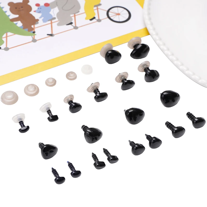 20-50 Pairs Black Acrylic Safety Noses For Plush Toys Dolls Stuffed Animals Bear Dolls Toy Accessories Come With Plastic Washers