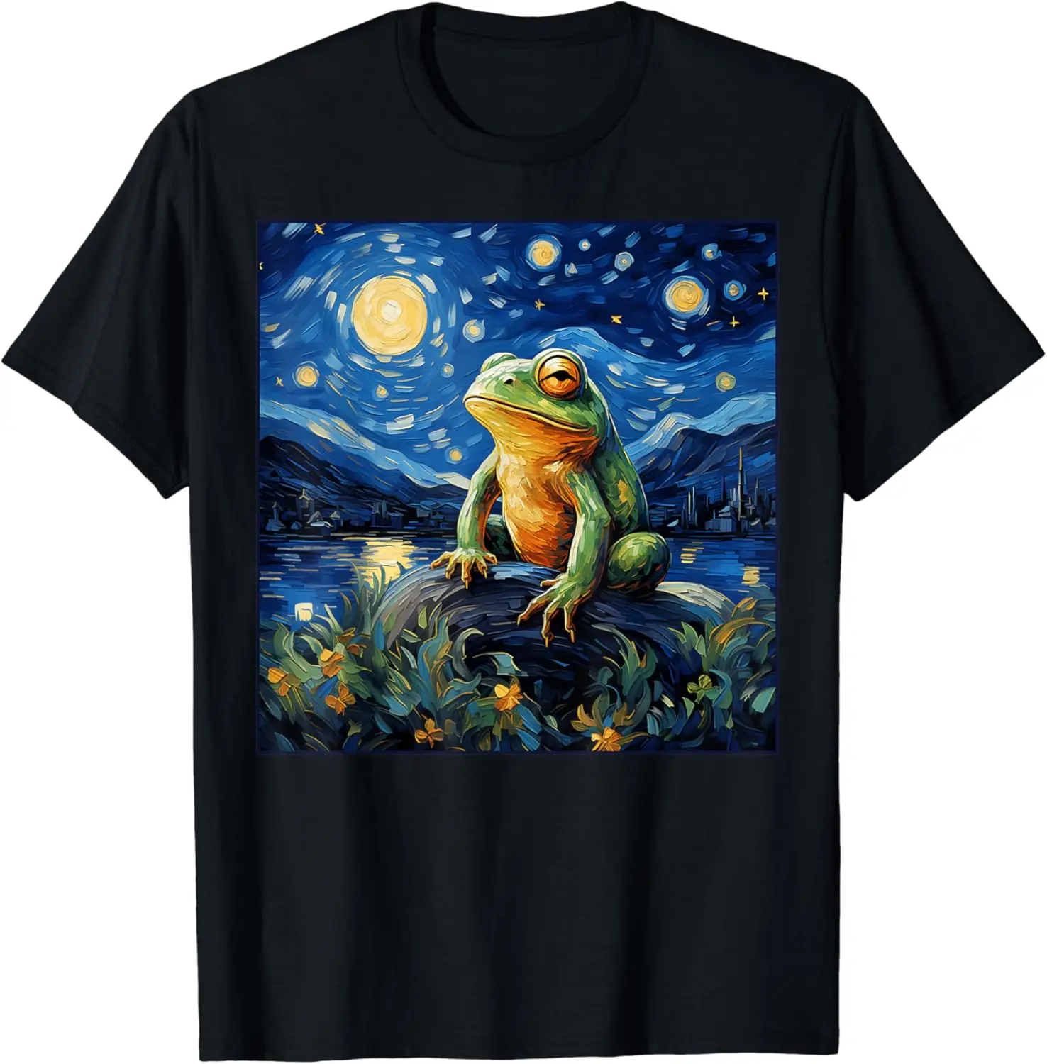 Cute Cottagecore Van Gogh Starry Night Frog Aesthetic Gifts T-Shirt