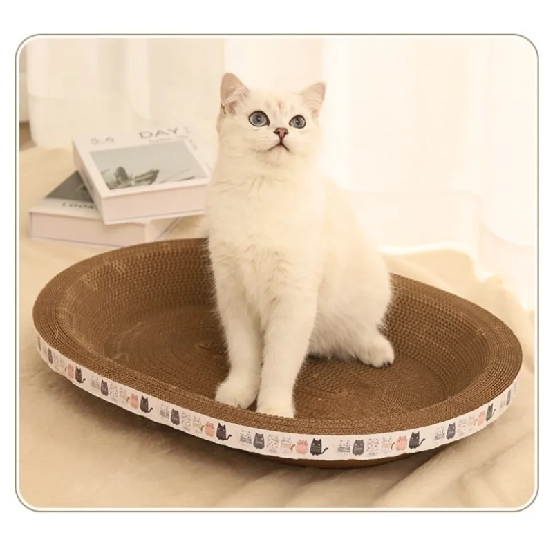 Corrugated Cat Scratcher Cat Scrapers Round Oval Grinding Claw Toys for Cats Wear-Resistant Cat Bed Nest Cat Accessories