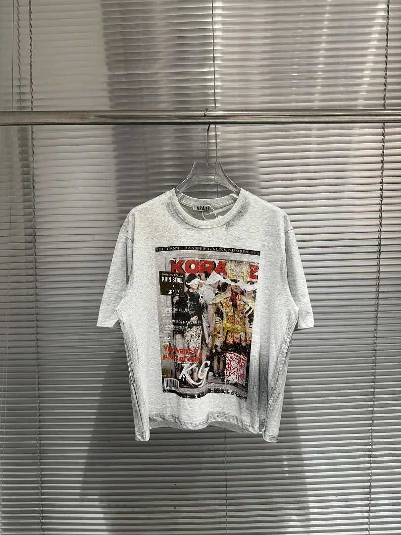 2026 Summer Fashion Brand Magazine Poster T-Shirt Vintage Distressed Dirty Washed Print Oversized Short Sleeve Streetwear Tee