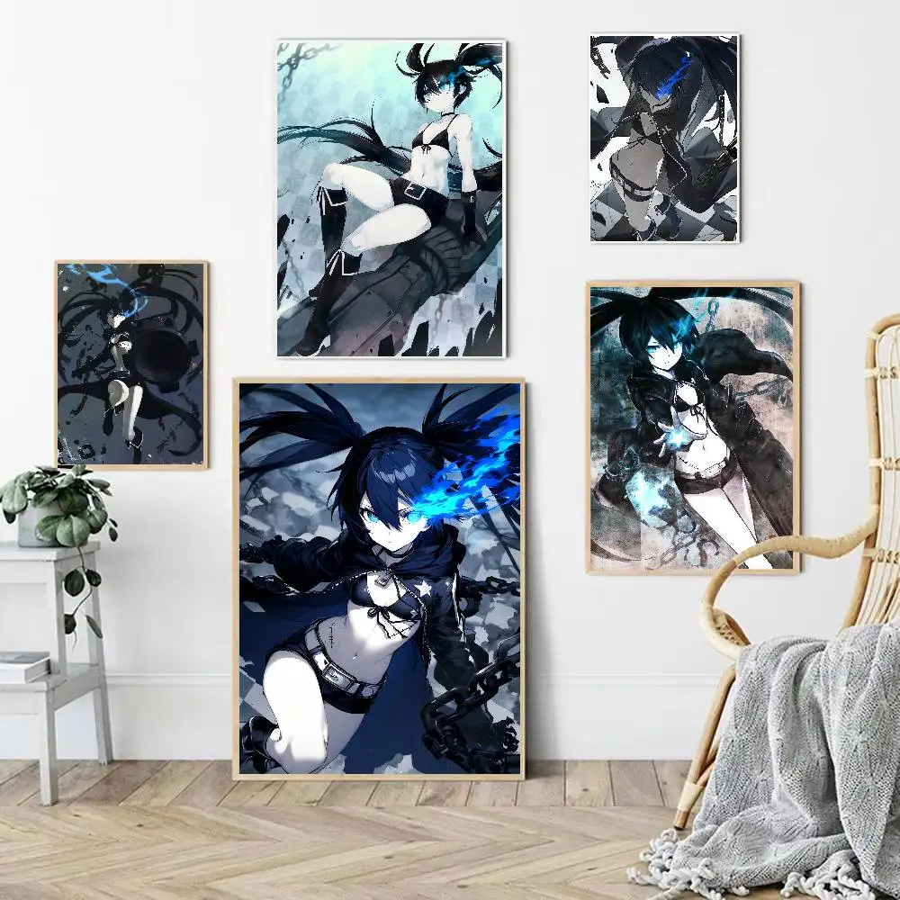 Anime BLACK ROCK SHOOTER Cartoon Anime Poster Watercolor Art Kids Room Decoration Wall Hanging Painting Kids Gift