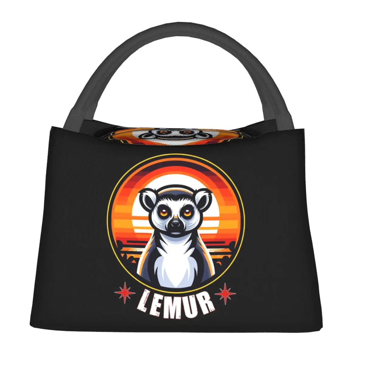 Vintage Ring Tailed Lemur Lunch Bags Insulated Bento Box Lunch Tote Picnic Bags Cooler Thermal Bag for Woman Children School