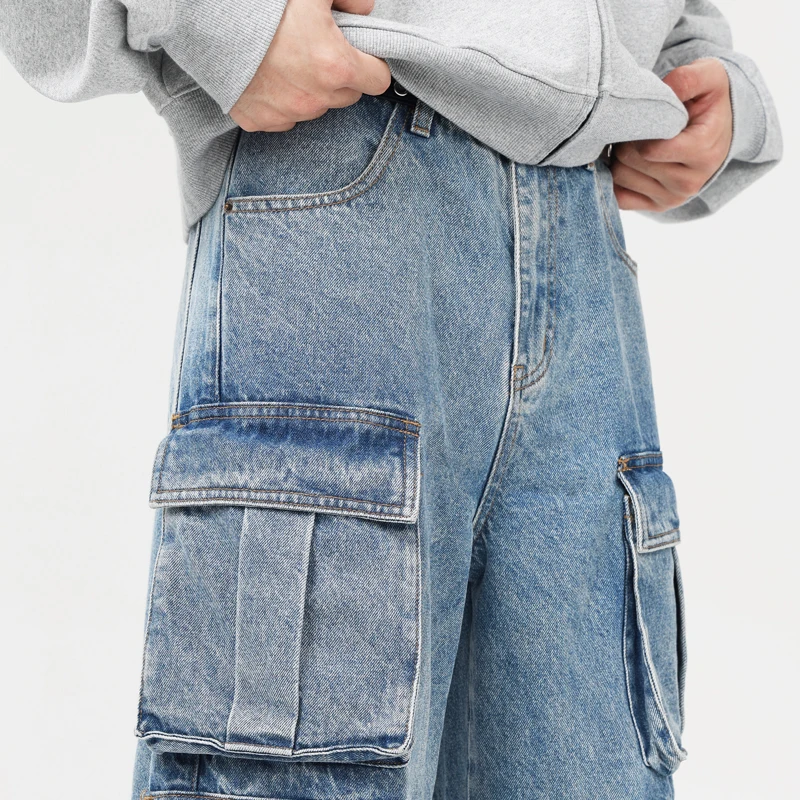 Herbst männer Baggy Jeans Blau Breite Beine Denim Hosen Oversize Cargo Koreanische Mode Männlichen Kleidung Streetwear Hosen Jogginghose