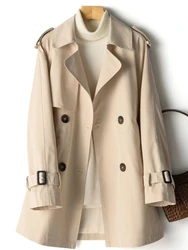 Spring Autumn Trench Coat Women 2024 New Korean Double Breasted Mid-Long Woman Trench Coat Overcoat Windbreaker Female Outerwear